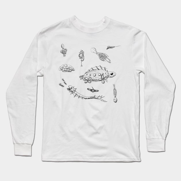 Flying Sea Creatures Long Sleeve T-Shirt by themanyartsofknight